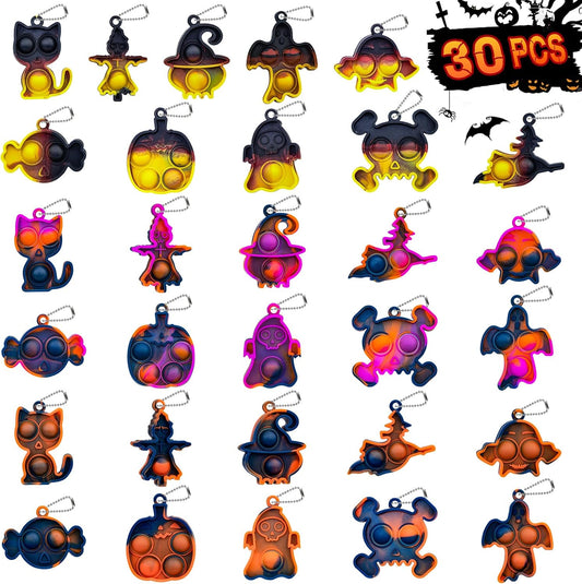 Halloween Pop Fidget Toys Bulk Its Halloween Party Favors for Kids 30PCS Mini Pop Keychain It Halloween Trick or Treat Party Supplies Halloween Goodie Bag Fillers Fidgets for Classroom Prizes for Kids