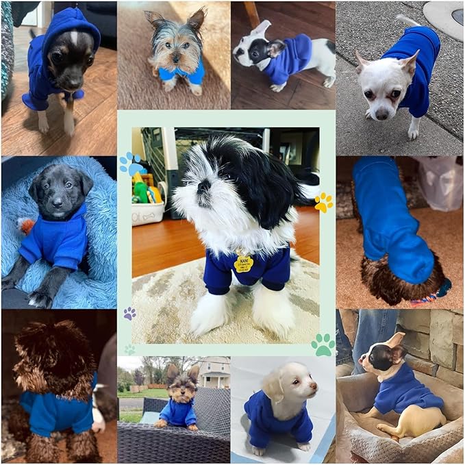 Jecikelon Winter Dog Hoodie Sweatshirts with Pockets Warm Dog Clothes for Small Dogs Chihuahua Coat Clothing Puppy Cat Custume (Dark Blue, X-Large)