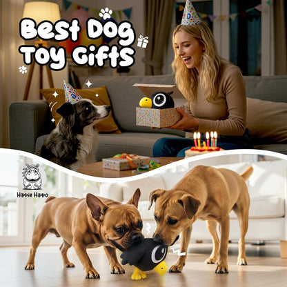Squeaky Dog Toys for Small Dogs - Black Crow Plush Dog Toy - Soft Stuffed Animal for Dog Toys Puppy with Squeaky Sound to Keep Them Busy, Safe Plush Dog Toy for Interactive Play - 6.5"
