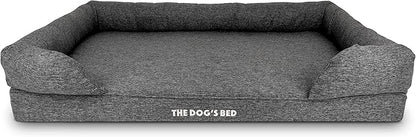 The Dog’s Bed, XXL Grey Linen, Memory Foam, Pain Relief: Arthritis, Hip & Elbow Dysplasia, Post Surgery, Lameness, Supportive, Calming, Waterproof Washable Cover