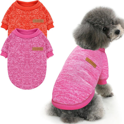 2 Pieces Pet Dog Classic Knitwear Sweater, Fleece Coat for Small,Medium Dogs,Warm Pet Dog Cat Clothes,Soft Puppy Customes for Chihuahua Yorkshire Tzu (Rose Red Orange,XXS)