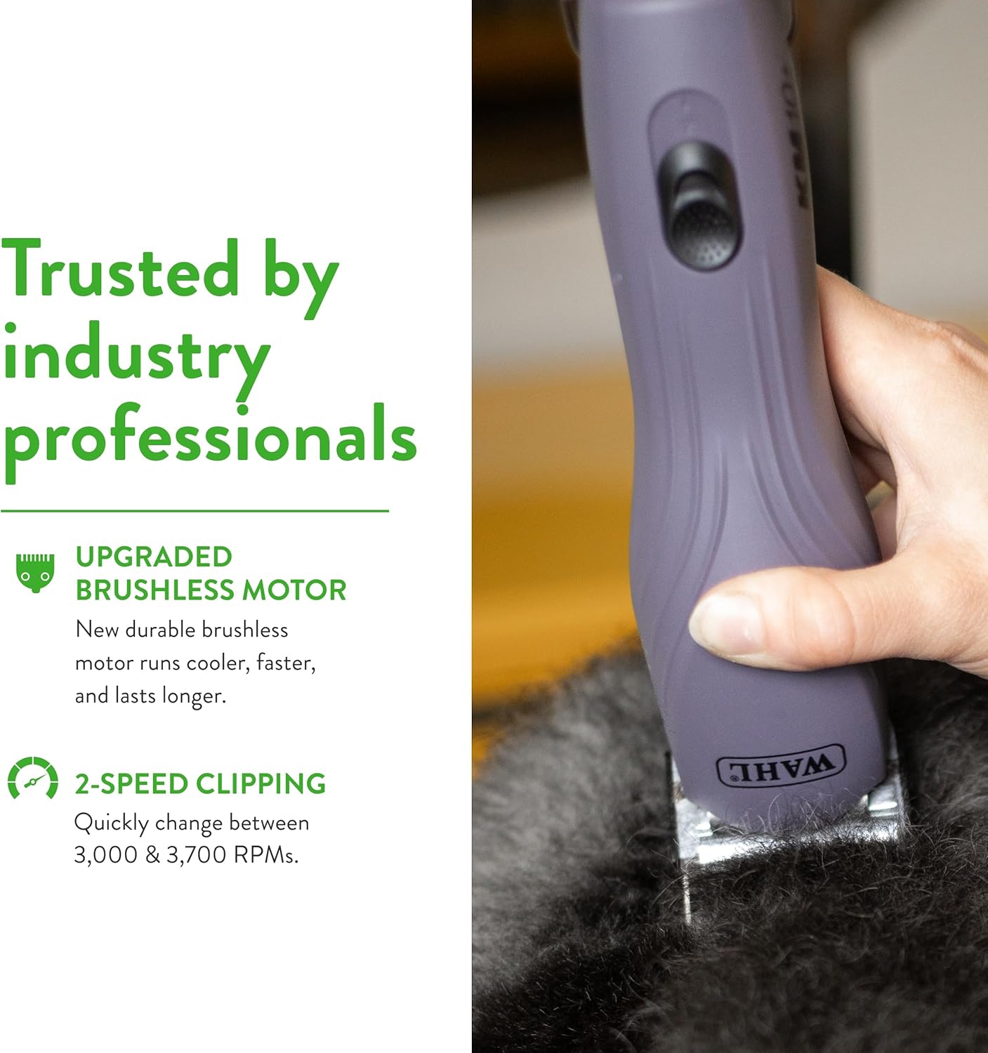 Wahl Pro Animal KM10+ Corded Clipper - New #10 Prime Series Blade, LOCKGUARD Patent Pending Technology & Textured Housing Design - Clippers for Cats, Dogs & Horses - Lightweight - 2-Speeds - Purple