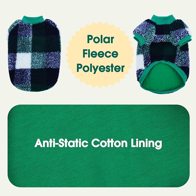 DENTRUN Cat Sweater Winter Clothes - Plush Fleece Coat with Cotton Lining, Anti-Static, Front Legs Kitten Pajamas, Stretch Ribbed Cuffs for Warmth, Cozy Christmas Outfit for Small Medium Large Cats