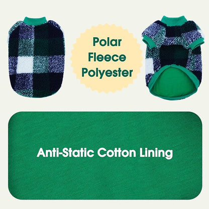 DENTRUN Cat Sweater Winter Clothes - Plush Fleece Coat with Cotton Lining, Anti-Static, Front Legs Kitten Pajamas, Stretch Ribbed Cuffs for Warmth, Cozy Christmas Outfit for Small Medium Large Cats