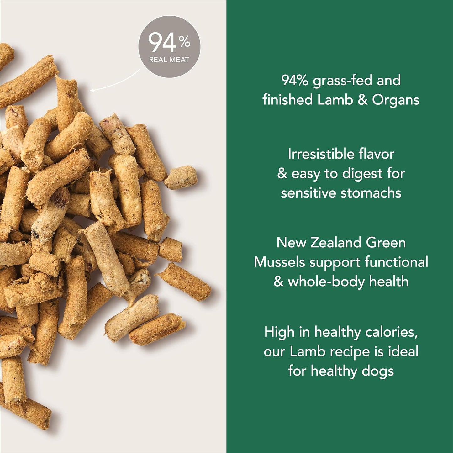 K9 Natural Lamb Freeze Dried Dog Food, High-Meat Natural Complete Meal or Meal Toppers for Dogs, Grass-Fed Lamb from New Zealand, Grain-Free, GMO-Free, Complete & Balanced Nutrition, 3.5oz