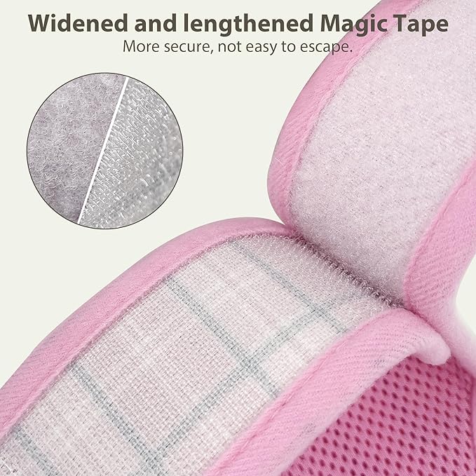 AIITLE Adjustable Bunny Harness & Leash Set - Soft Mesh Liner, Comfort Fit Plaid Pattern Vest with Magic Tape Design, Portable for Small Animal Pets Puppy Cat Rat Squirrel Ferret, Pink L