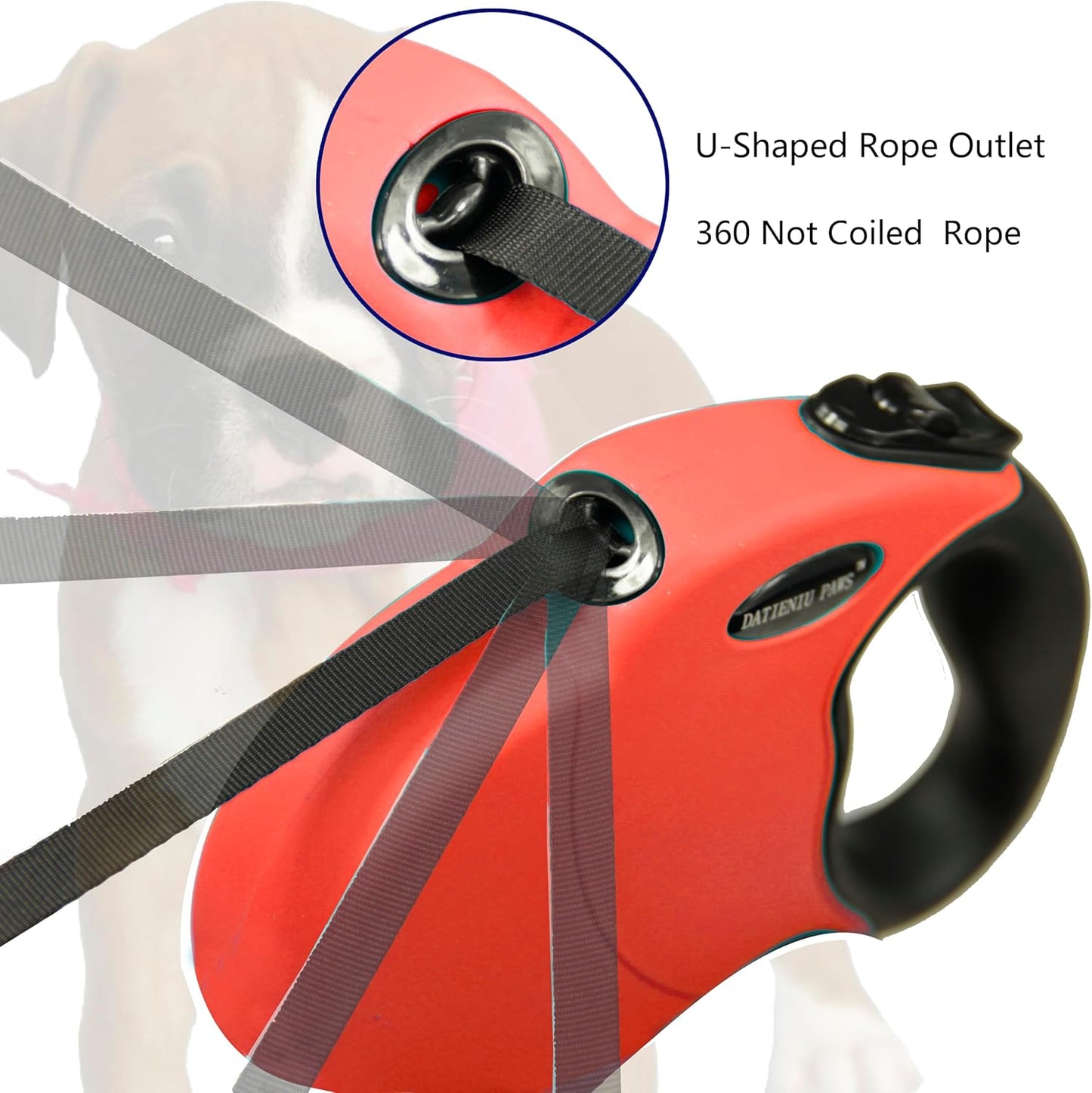 Retractable Dog Leash Hands-Free Adjustable Length 16ft with Safety Lock Durable Nylon Belt for Small Medium Large Dogs Easy Walk Training Portable Dog Leash Red M