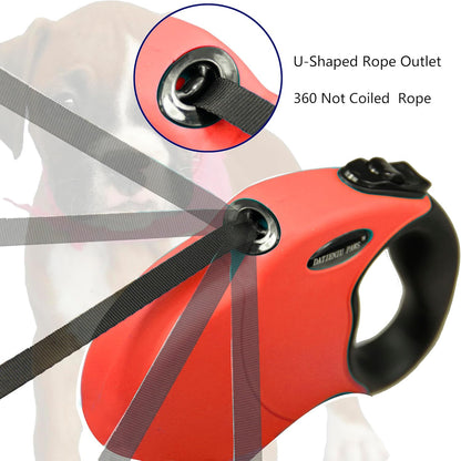 Retractable Dog Leash Hands-Free Adjustable Length 16ft with Safety Lock Durable Nylon Belt for Small Medium Large Dogs Easy Walk Training Portable Dog Leash Red M