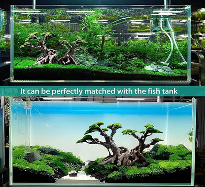 Novelsite Fish Tank Decorations - Large Bonsai Trees with Faux Moss- Aquarium Rocks Aquascaping- Made of Sandstone 17" x 8.6" x 5" Enhance Aquatic Landscape with Realistic Natural Look