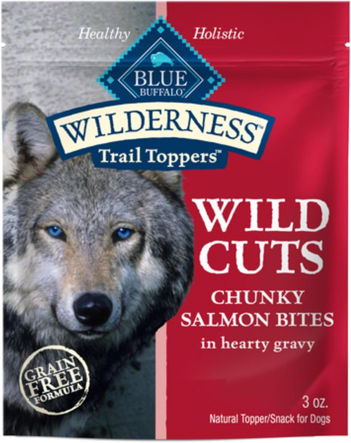 Blue Buffalo Wilderness Trail Toppers Wild Cuts Natural High-Protein Dog Wet Food, Salmon Bites in Hearty Gravy, 3-oz Pouch, 24 Count