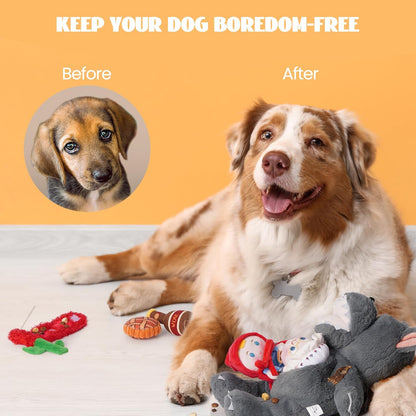 Nocciola Fairy Tale Squeaky Dog Toys, Cute Interactive Plush Stuffed Hide and Seek Cognitive Puzzle Puppy Crinkle Chew Toy for Small, Medium Breed