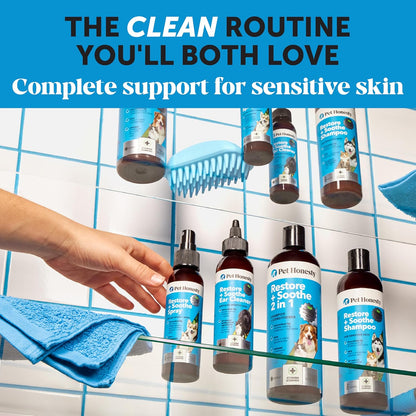 Restore + Soothe Ear Cleaner for Dogs & Cats, Soothes Itching, Gentle on Sensive Ears, Irritation and Aches (Aloe Vera) - 4oz