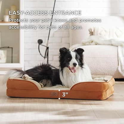 Bedsure Orthopedic Dog Beds Large Sized Dog - Washable Large Dog Cat Bed Waterproof, Comfort Dogs Couch Sofa with Washable Removable Cover, Pet Bed with Nonskid Bottom, Ember Clay, 35"