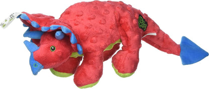 goDog Dinos Frills Squeaky Plush Dog Toy with Chew Guard Technology, Durable Fabric & Squeaker for Active Play, Red, Large