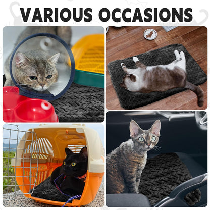 4 Pack Self Heating Cat Pad 16 x 20 Inch Self Warming Cat Bed Non Slip Warm Dog Pad Mat Washable Pet Kennel Crate Bed Mat for Indoor Outdoor Pets(Black,16 x 20 Inch)