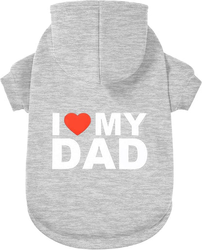 GreenJoy Dog Sweater Dog Hoodie Cold Weather Coat Hooded Sweatshirt for Puppies,Cats, Small Medium Large Dogs (Light Grey(I Love My Dad), Small)