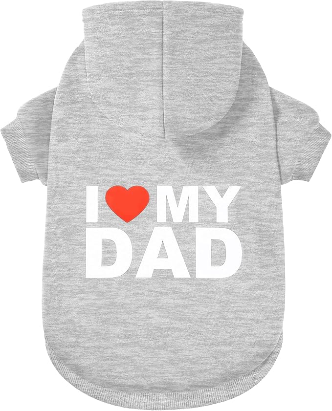 GreenJoy Dog Sweater Dog Hoodie Cold Weather Coat Hooded Sweatshirt for Puppies,Cats, Small Medium Large Dogs (Light Grey(I Love My Dad), X-Large)