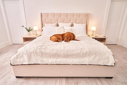 PupProtector Waterproof Throw Blanket for Dogs and Cats, Pet Blanket Cover for Couches, Sofas, Beds, Car Seats, Furniture, Calming Soft Faux Fur, Short White, Large (80" L x 62" W)