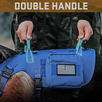Forestpaw Tactical Dog Harness for Large Dogs,Tactical Dog Collar with Bungee Leash Set,No Pull Military Dog Harness for Walking Training,Adjustable for Medium Large Dogs,Blue,Chest 19.5-41.5"