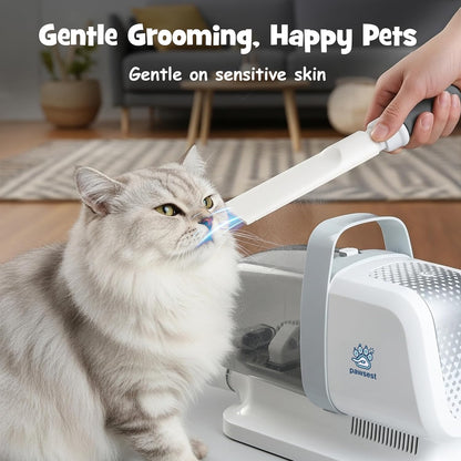 Dog Grooming Vacuum - Pet Hair Trimmer, Dog Hair Clippers and Nail Grinder with 7 Attachments - All-in-One Pet Grooming Kit with 3-Level Suction and Speed Settings with Temperature Control Protection