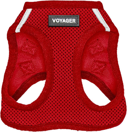 Best Pet Supplies Voyager Step-in Air Harness - All Weather Mesh, Reflective, No Pull Harness for Dogs, Cats - Secure with Hook & Loop Fastener, Buckle, Double D-Rings - Red, S