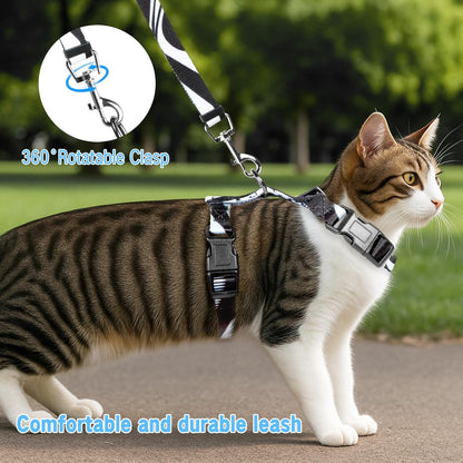 Cat Harness and Leash Set, Escape Proof Cat Harness, Comfortable Soft Lightweight Cat Leash, Use Safe and Easy, Outdoor Walking Travel Kitten Harness for Small Medium Large Cats