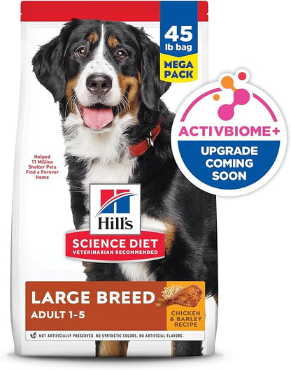 Hill's Science Diet Large Breed Adult Dry Dog Food 1-5, Quality Protein for Joint Support & Lean Muscles, Chicken & Barley, 45 lb. Bag