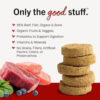 Stella & Chewy's Freeze-Dried Raw Dinner Patties - Surf 'N Turf Salmon & Beef Recipe - High Protein Grain-Free Puppy & Dog Food - Perfect For Picky Eaters - 25 oz