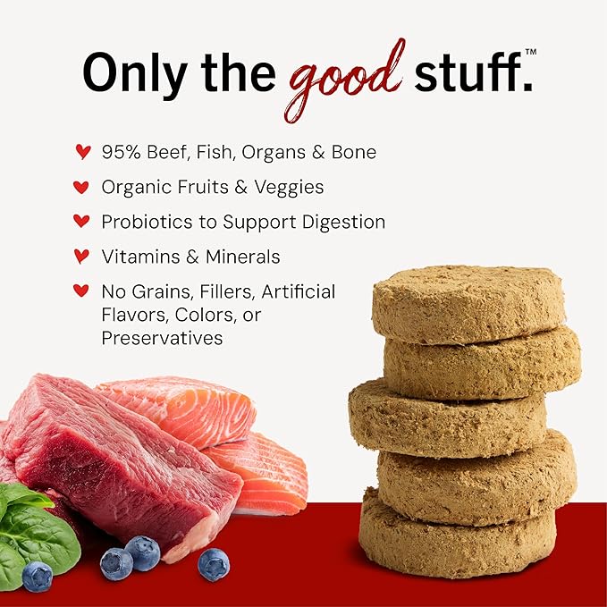 Stella & Chewy's Freeze-Dried Raw Dinner Patties - Surf 'N Turf Salmon & Beef Recipe - High Protein Grain-Free Puppy & Dog Food - Perfect For Picky Eaters - 5.5 oz