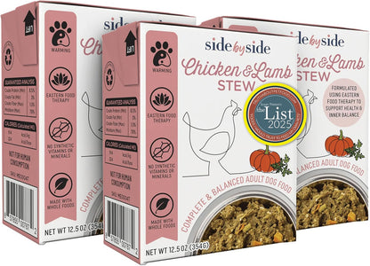Side by Side Chicken & Lamb Stew - Warming Wet Dog Food & Dog Food Topper for All Breeds - Made with Nutrients & Whole Raw Ingredients - No Artificial Additives or Fillers - USA Made (12.5 oz, 3-Pack)
