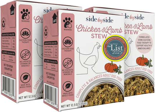 Side by Side Chicken & Lamb Stew - Warming Wet Dog Food & Dog Food Topper for All Breeds - Made with Nutrients & Whole Raw Ingredients - No Artificial Additives or Fillers - USA Made (12.5 oz, 3-Pack)