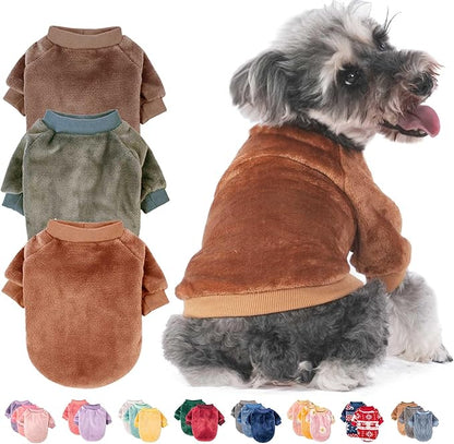 FabriCastle Dog Sweater, 3-Pack Dog & Cat Clothes, Ultra Soft and Warm Pet Jackets XXS XS for Small Dogs Boy & Cats, Winter Pet Apparel Costumes, Puppy Outfits (Camel,Khaki,Olive, X-Small)