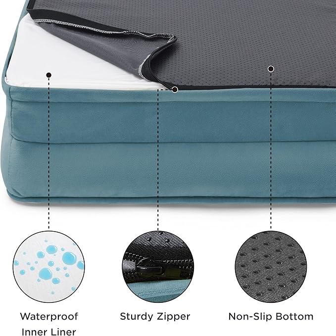 Bedsure Orthopedic Dog Beds Large Sized Dog - Washable Large Dog Cat Bed Waterproof, Comfort Dogs Couch Sofa with Washable Removable Cover, Pet Bed with Nonskid Bottom, Dune Haze Blue, 35"