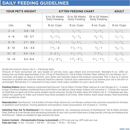 NutriSource Cat & Kitten Food, Made with Chicken Meal, Salmon and Liver, with Wholesome Grains, 16LB, Dry Cat Food
