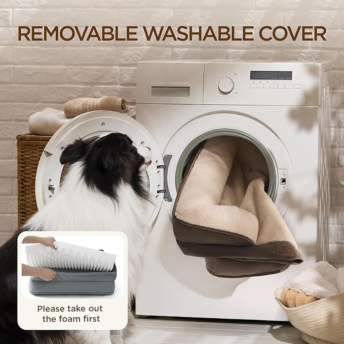 Bedsure XL Self Warming Orthopedic Dog Bed for Extra Large Dogs - Washable XLarge Dog Bed Waterproof, Comfort Pet Couch with Removable Cover, Supportive Foam Pets Sofa with Nonskid Bottom, Brown