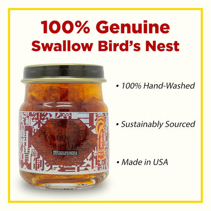 Golden Nest Premium Bird Nest Soup, Swallow Bird Nest 100% Natural - Made in USA, (燕窩) 6 bottles x 75ml (2.5 oz.) (1 box = 6 bottles x 75ml, Red Dates & Goji Berries)