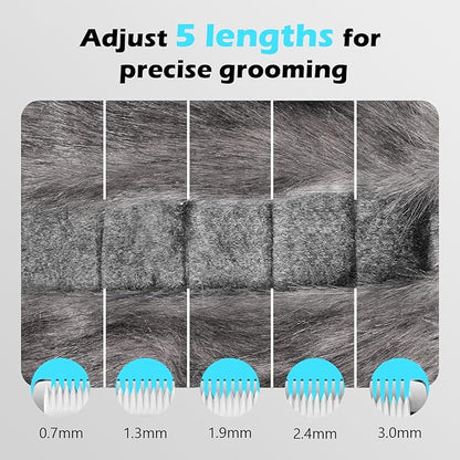 Cat Clippers for Grooming with 5-in-1 Blade, Cat Grooming Kit Cordless Rechargeable Hair Trimmer Detachable Stainless Steel Blade Pet Shaver for Small Kitty Paw Face Head Body