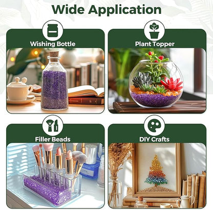 T4U Fish Tank Gravel 2 LB, Tumbled Small Rocks for Aquarium, Glass Beads for Vases, Succulent Rocks for Plants, Aquarium Gravel Decorative Pebbles for Terrarium Crafts Vase Filler, Purple