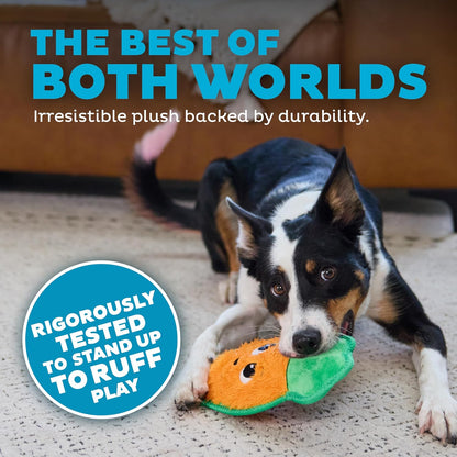 Outward Hound Tough Skinz Durable Squeaky Dog Toy with Two Tough Layers, Carrot, Multicolor, Medium