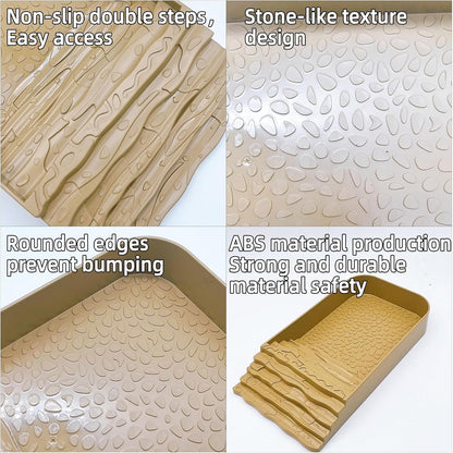 3 PCS Reptile Water Dish with Climbing Ramp, Leaf Reptile Water Bowl, Amphibians Habitat Yellow Tortoise Water Dish for Turtle, Gecko, Snake, Bearded Dragon, Lizard