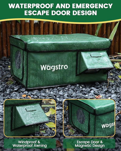 Heated Cat House for Outside, Waterproof Awning & Escape Door Heated Cat Houses for Indoor/Outdoor Cats in Winter, Elevated & Insulated Outdoor Cat Shelter for Feral Cat