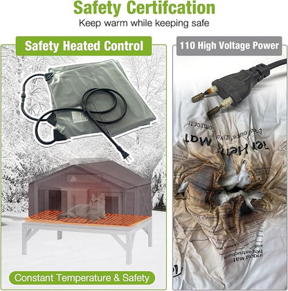 GUTINNEEN Heated Outdoor Cat House Insulated Feral Cat Shelter Weatherproof for Winter with Heater and Insulated Liner, 39.1" L x 31.7" W x 30.4" H, Grey