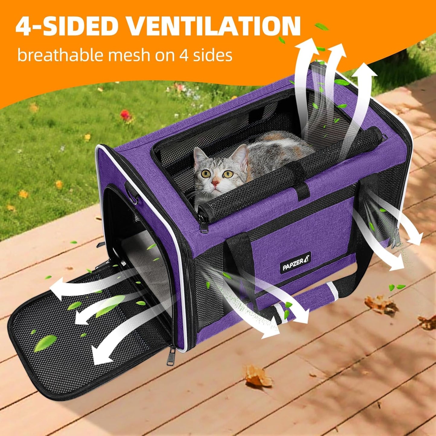 Cat Carrier Soft-Sided 18x11x11 Inch Travel Bag for Medium Cats over 15lbs, Small Dog Carrier Crate Top Entry Breathable Mesh Puppy 12 Pounds, Pet Rabbit Carrying Cage Kennel Collapsible Purple