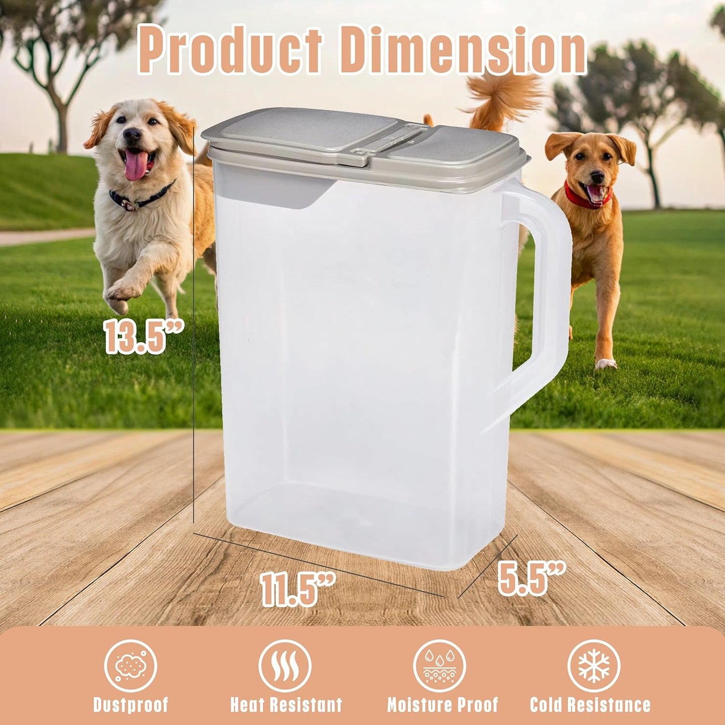 Buddeez Pet Food Storage Container - 8 Quart Capacity Bird Seed Container & Dog Food Storage, with Durable EZ Grip Handle and EZ Flip Lid with Pour Spout