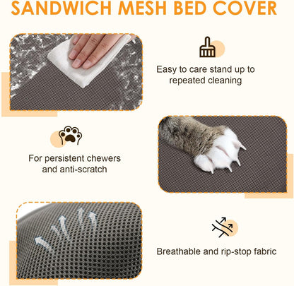 Cat Desk Bed, 360° Rotating & Height Adjustable Cat Desk Perch, Elevated Breathable Cats Nest Perch with Removable Washable Cover for Indoor Kitten Cats-Maximum Hold Up to 40lb