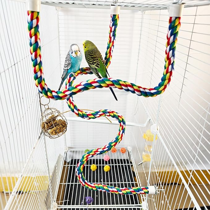 Bird Perch,Bird Rope Perch & Rope Perch,Bird perches for cage,Rope Perch for Conures,Parrots,Cockatiel,Lovebird,Budgerigar,Parakeet Rope perches for cage