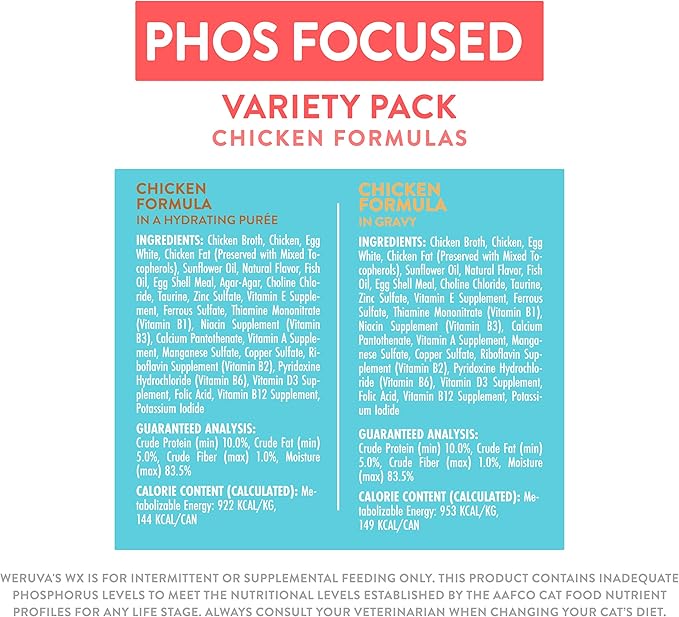 Weruva Wx Phos Focused Chicken Formulas 5.5oz Can Variety Pack, Pack of 12