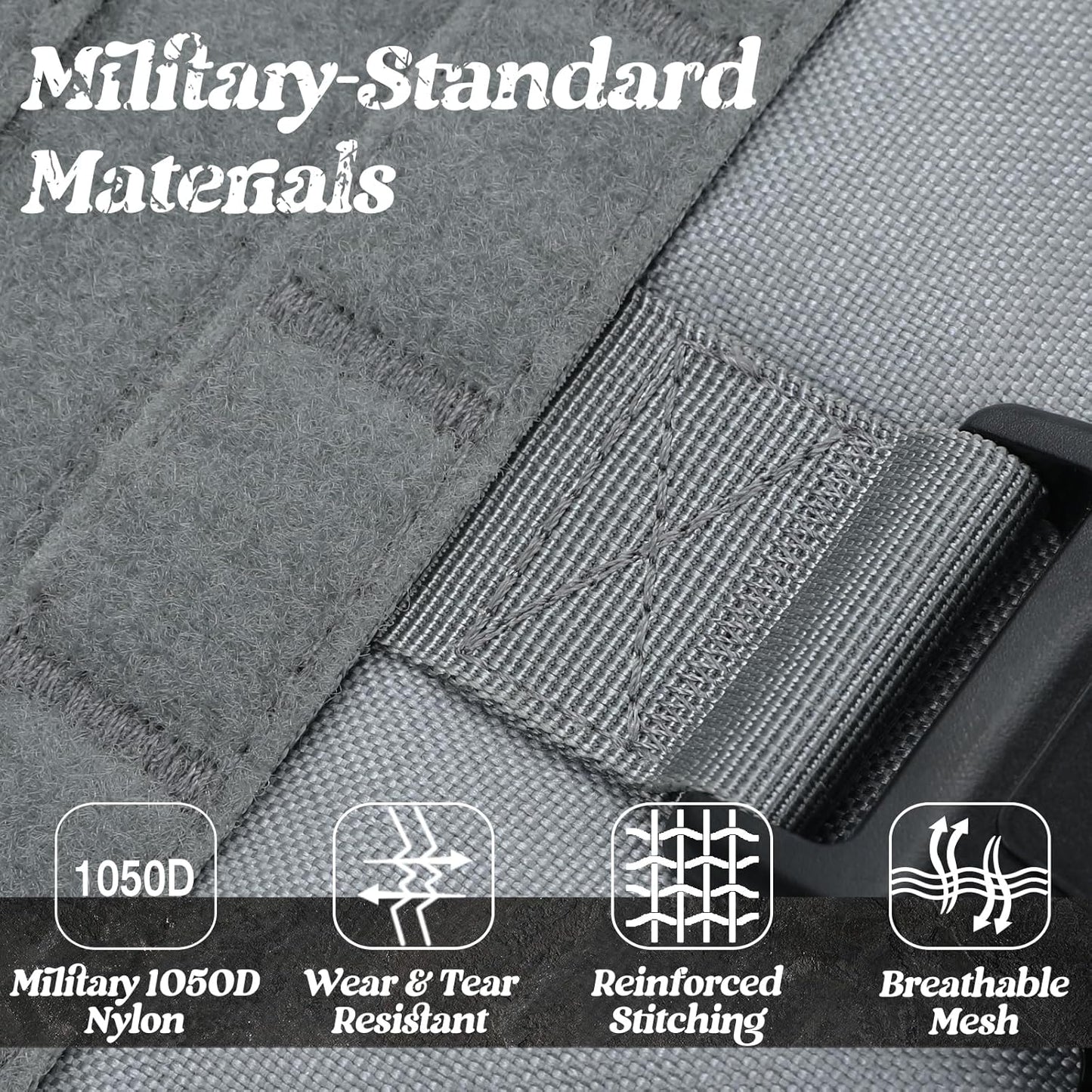 rabbitgoo Tactical Dog Harness for Small, Heavy Duty Pet Harness with Handle, No-Pull Service Vest Small Breed, Adjustable Military Dog Vest for Training Hunting Walking, Grey, S