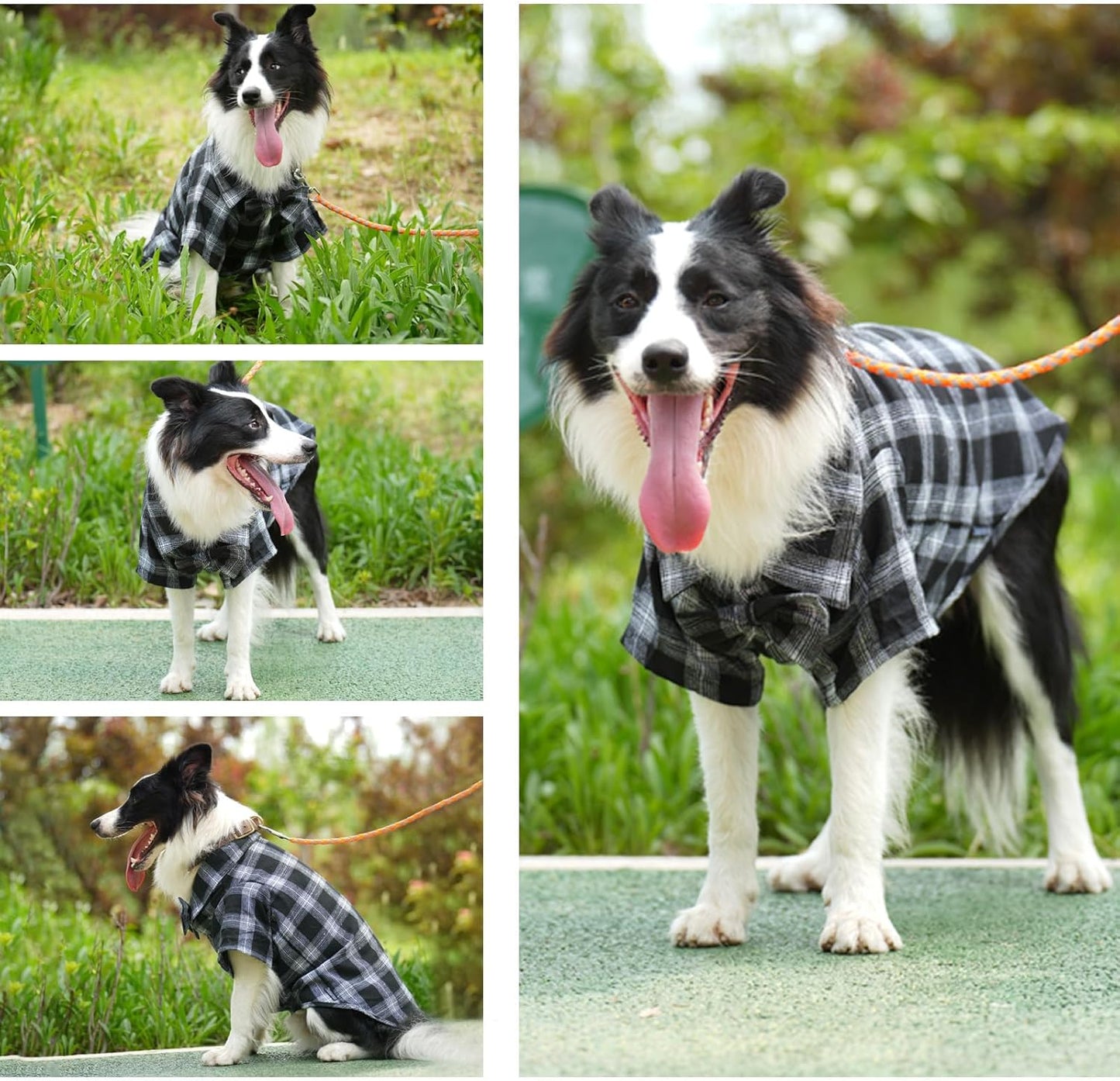 Plaid Dog Shirt,Soft Casual Pet Shirt Clothes, Dog Cotton Shirt with Bow Tie for Wedding,Christmas Costumes (White&Black, XX-Large)