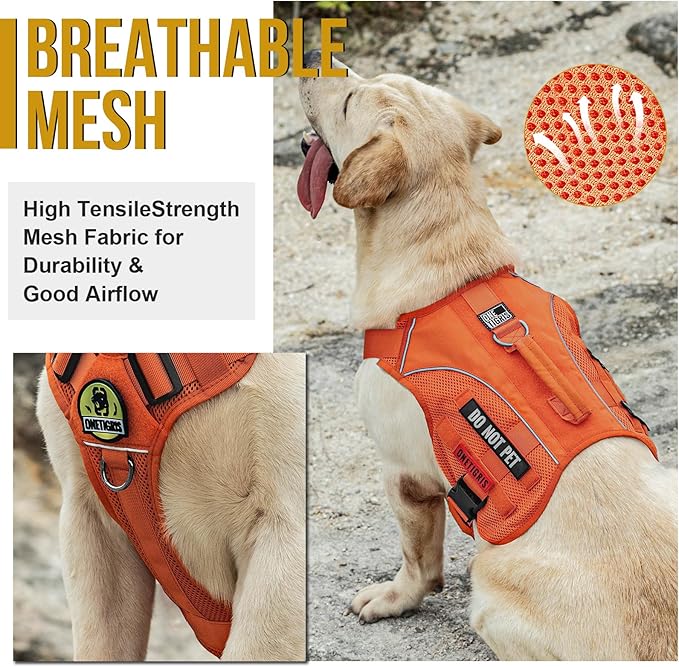 OneTigris No Pull Tactical Dog Harness for Small Medium Dogs, Double Layer Mesh Durable Service Dog Vest Harness COMET'S Tail Training Breathable with Handle